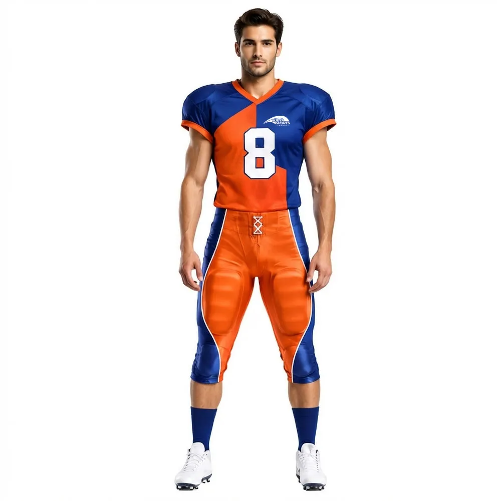 American-Football-Uniform-Front-View-Orange Custom Performance American Football Uniforms - Image 1
