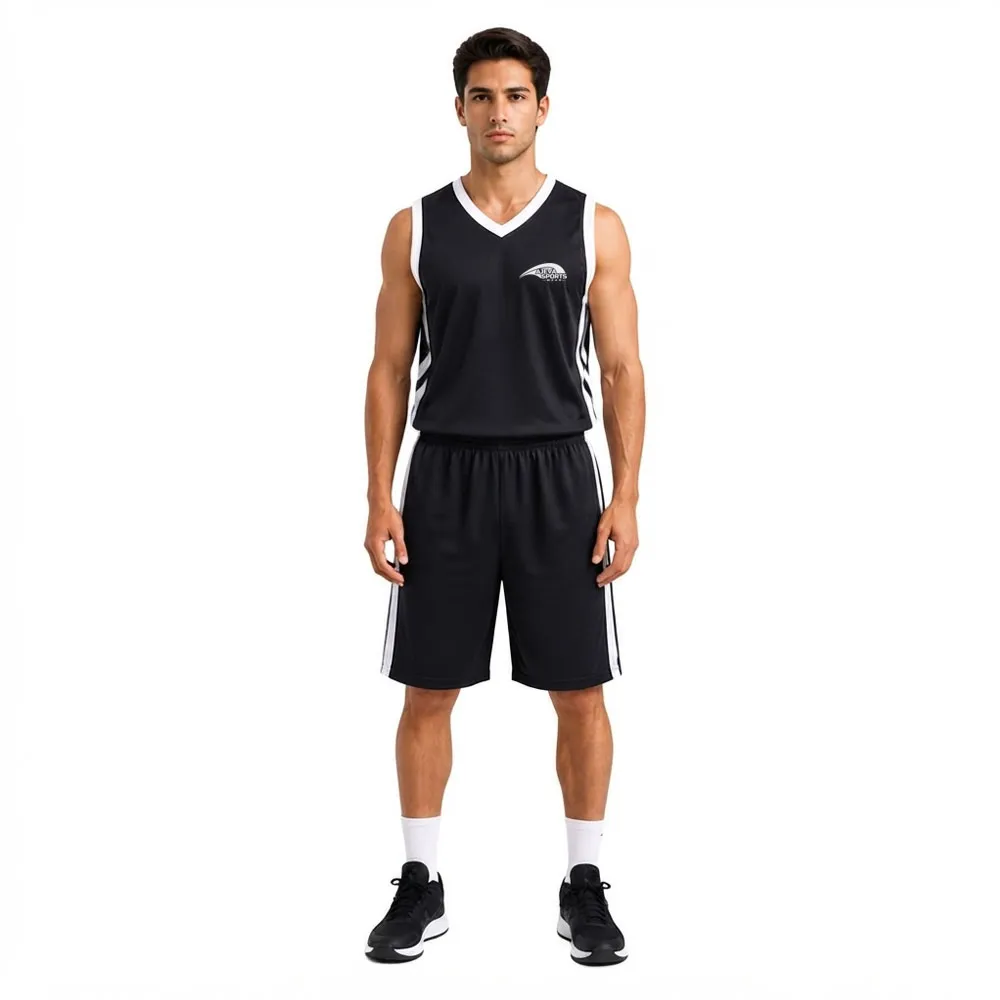 Basketball-Uniform-Front-View-Black On Demand Basketball Uniforms - Image 1